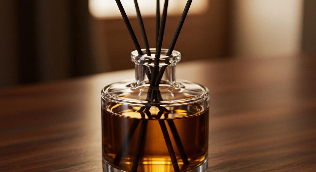 Amber pieces with a diffuser bottle