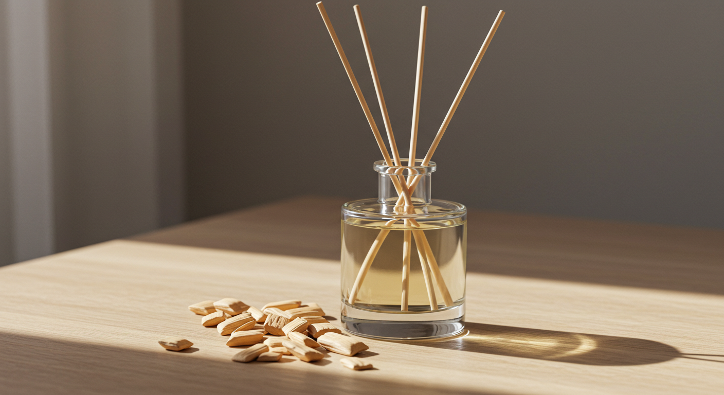 Close up of wood chips and a diffuser
