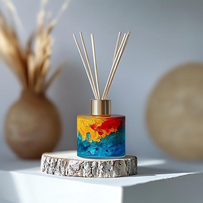 Custom reed diffuser creation with essential oils and materials