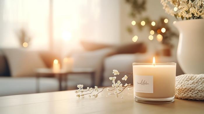 scented jar candles living room décor arrangement