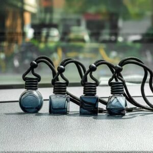 8/10ml Black Polygon Glass Bottle Mini Wooden Cap Car Air Freshener