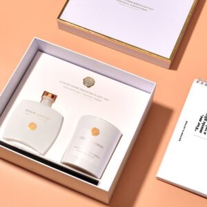 Luxury home fragrance gift set with reed diffuser and scented candle, premium packaging set for private label and corporate gifting